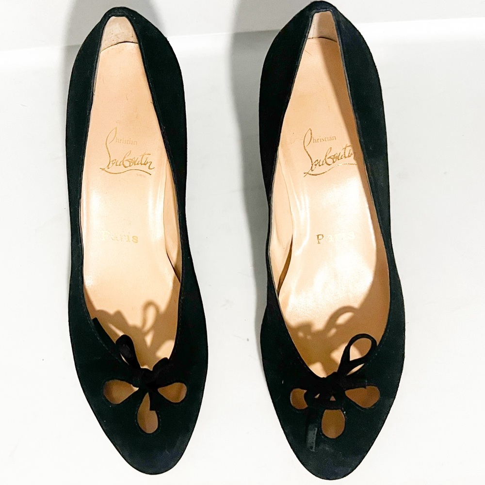 Christian Louboutin Black Suede Snoopy Zeppa Wedge